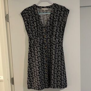 LOFT Black and White Floral Mini Dress